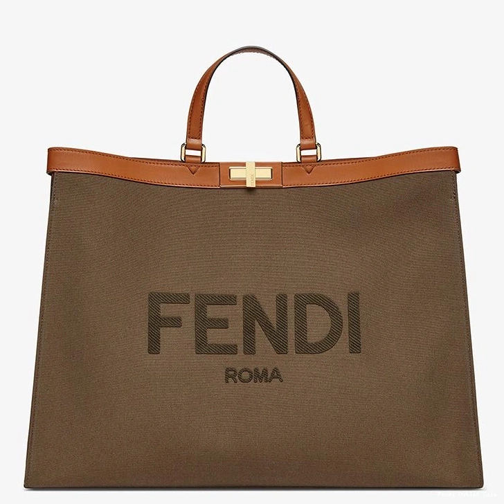 X-Tote Logo Peekaboo In Medium ROMA Canvas Brown Fendi 0712